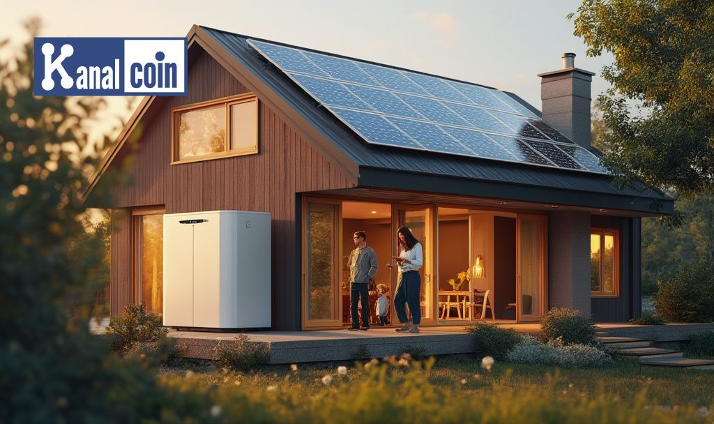 modern güneş enerjili ev ailesi