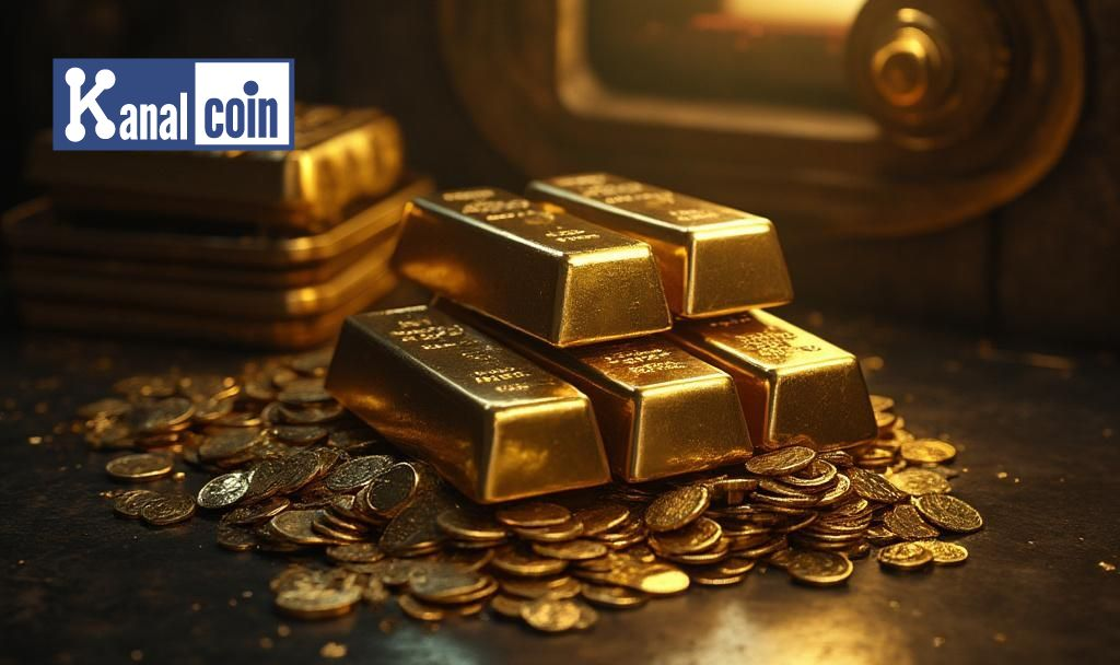 Stack of Gold Bars in Vault