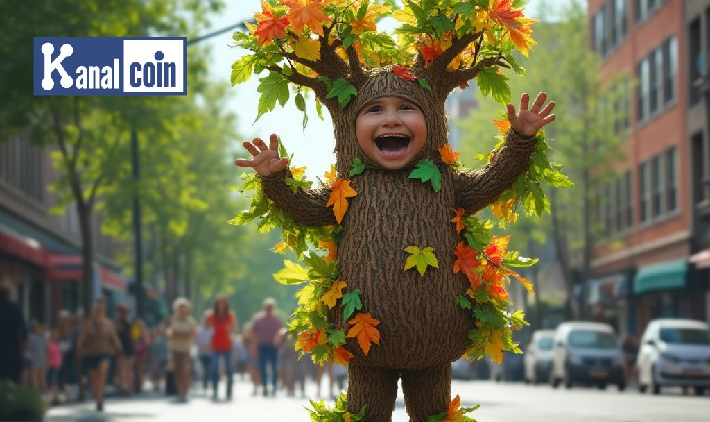 vibrant tree costume urban