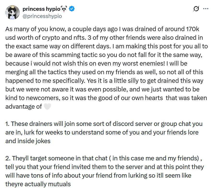 Try My Game Discord Scam Could Lead to Crypto and NFT Losses, Report References XRP 1 Princess Hypio reported loss after Discord scam