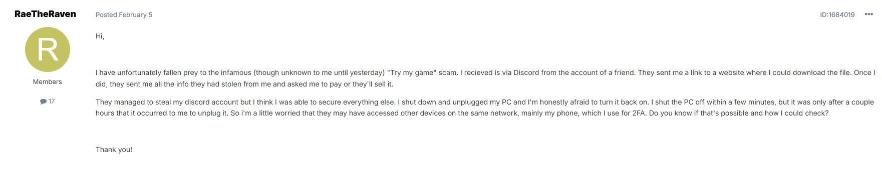Try My Game Discord Scam Could Lead to Crypto and NFT Losses, Report References XRP 2 Malware report screenshot related to gaming scams