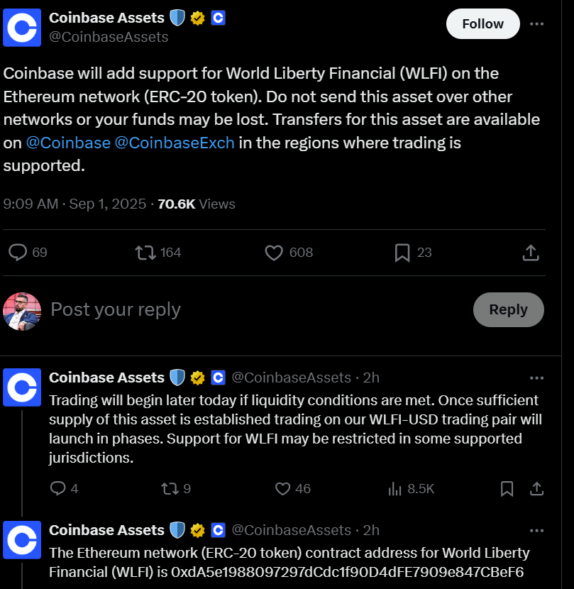 WLFI Begins Trading on Binance and Other Exchanges as Investors Warned to Verify Contracts Amid Clone Scam Risks 1 019905e2 3f33 7fde b345 58ab0c30c41b