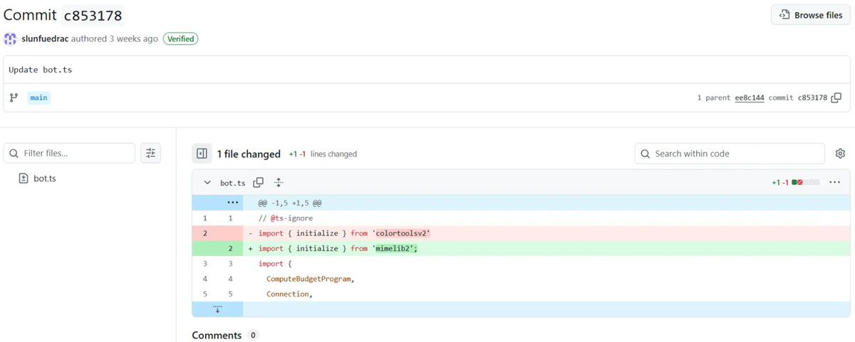 Researchers Say NPM Packages Could Use Ethereum Smart Contracts to Hide Malicious URLs 1 NPM packages 'colortoolsv2' and 'mimelib2' on GitHub - ReversingLabs