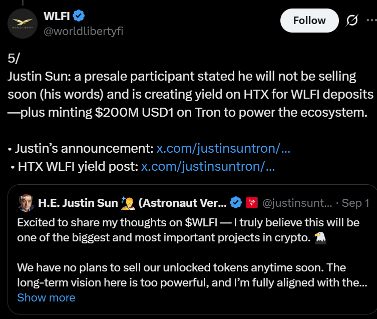 WLFI Address Linked to Justin Sun May Be Blacklisted After $9M Transfer, Raising Concerns Over Trading Restrictions 2 019915eb 90a9 7d41 84ff df4f5acd87a6