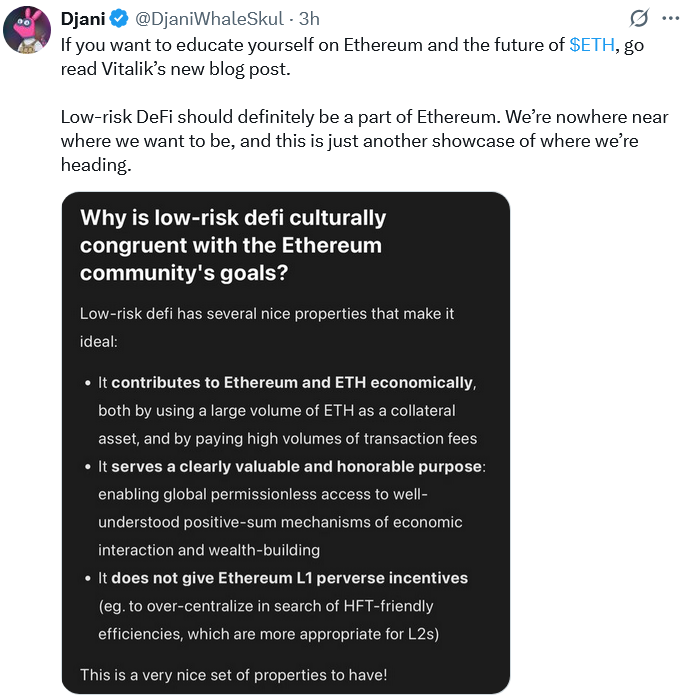 Vitalik Buterin Düşük Riskli DeFi’nin Ethereum’a Sabit Gelir Sağlamasına Yardımcı Olabileceğini Söyledi 01996a72 72d1 7b60 891b d74808757399
