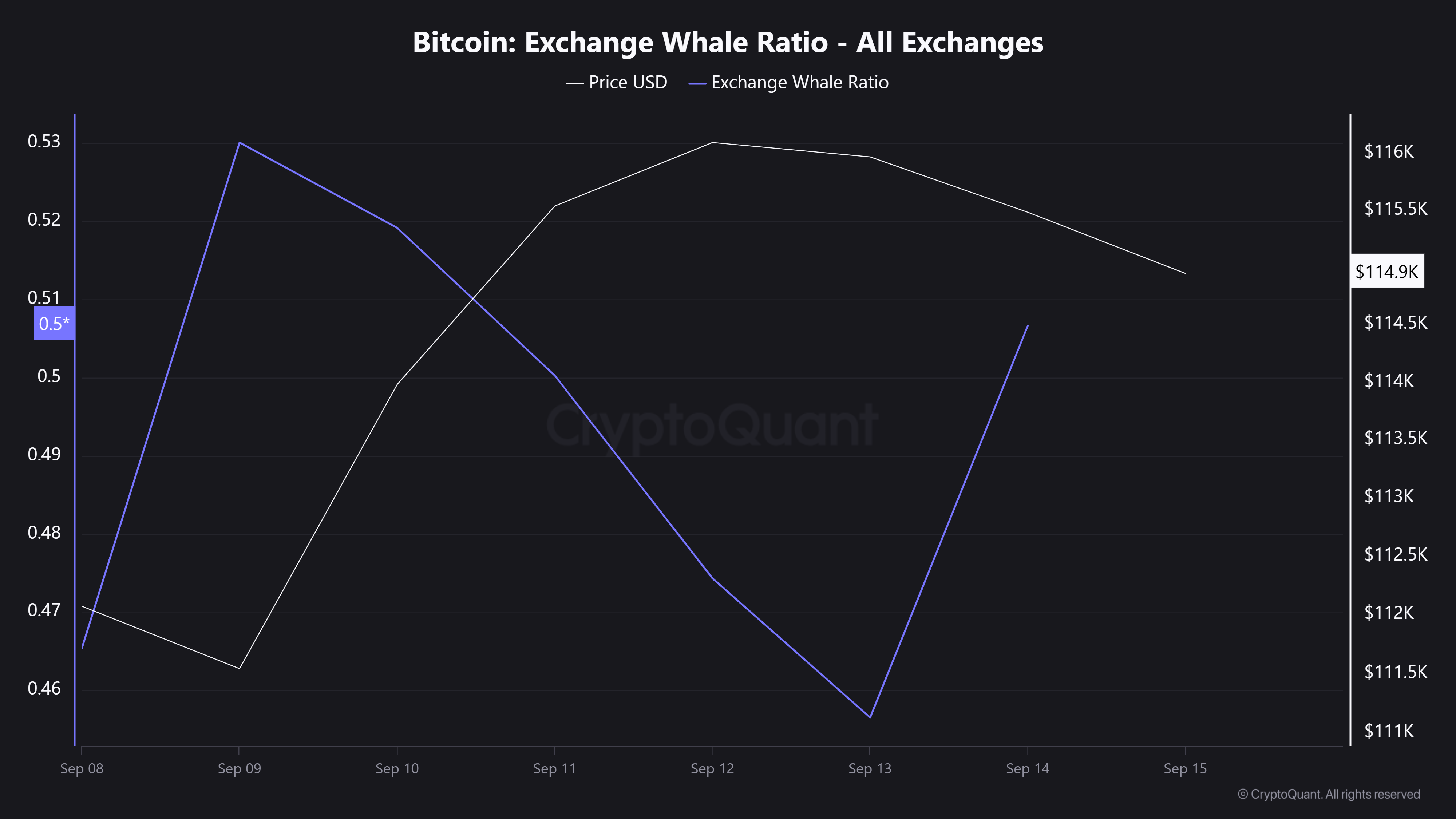 Bitcoin Exchange Whale Ratio All Exchanges 1