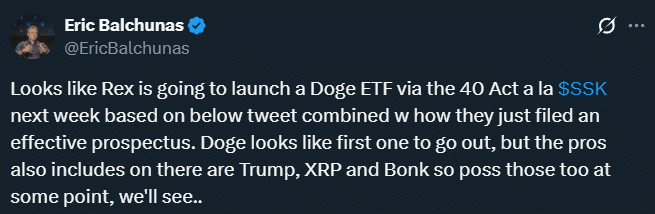 DOGE ETF güncellemesi