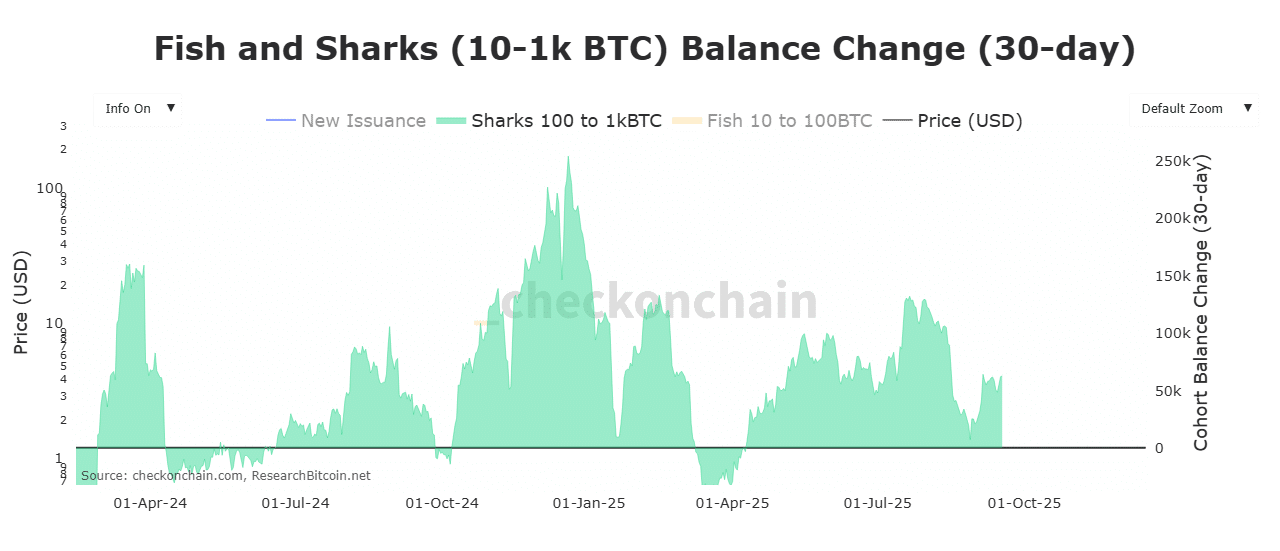 Bitcoin sharks balance change