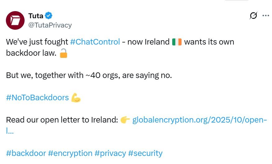 Global Encryption Coalition Urges Ireland to Scrap Interception Bill, Warns Weakening Encryption Could Raise Risks for Bitcoin and Online Security 1 0199ccb9 da4b 7a1c 81cd 65385a2761a7