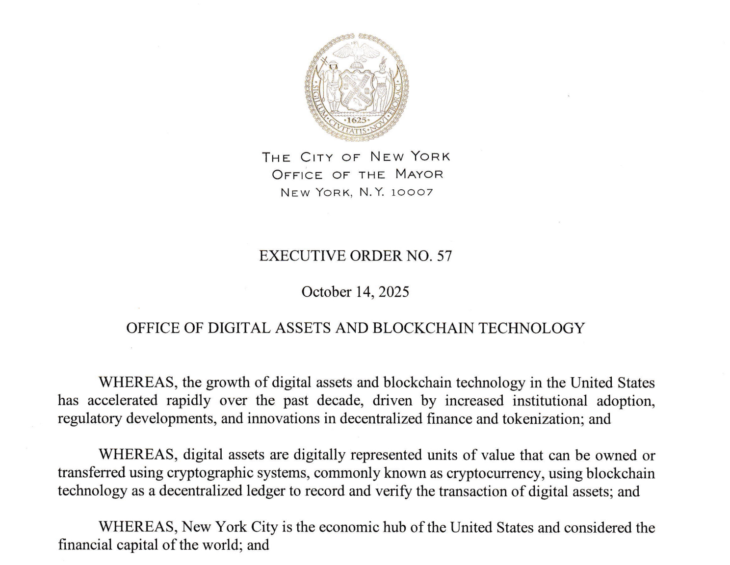 Eric Adams' Executive Order May Create NYC Office of Digital Assets and Blockchain Technology, Could Influence Bitcoin Policy 1 Cryptocurrencies, Law, Politics, New York, Policies