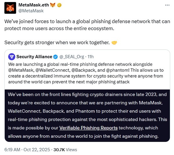 MetaMask Cüzdanlarla Birlikte Phishing Tehditlerine Karşı Küresel Ağ Başlatıyor 1 MetaMask phishing'e karşı savaşa katılıyor.