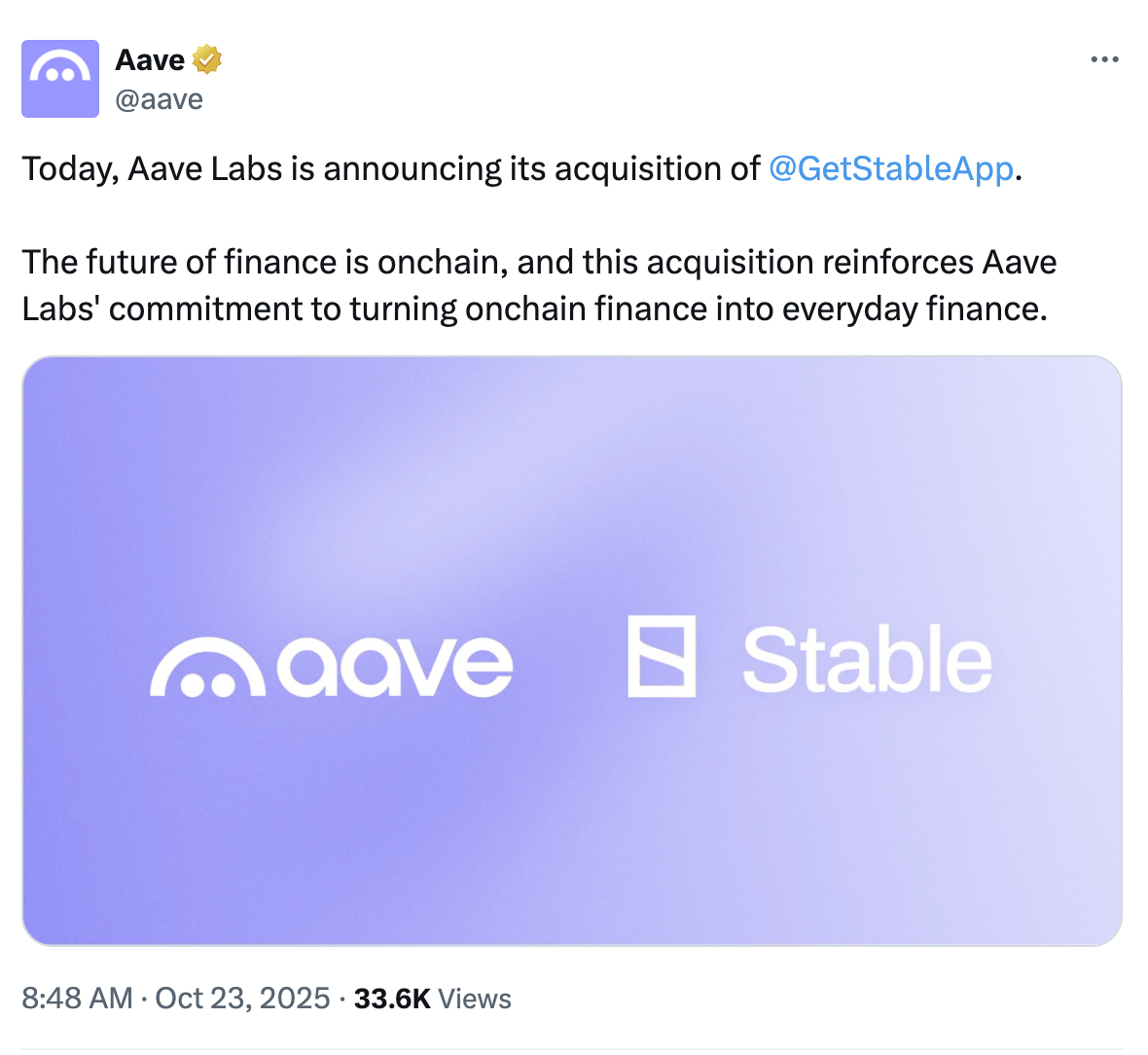 Aave Labs Acquires Stable Finance to Bolster Consumer DeFi Services 1 Coinbase, Stablecoin, Aave