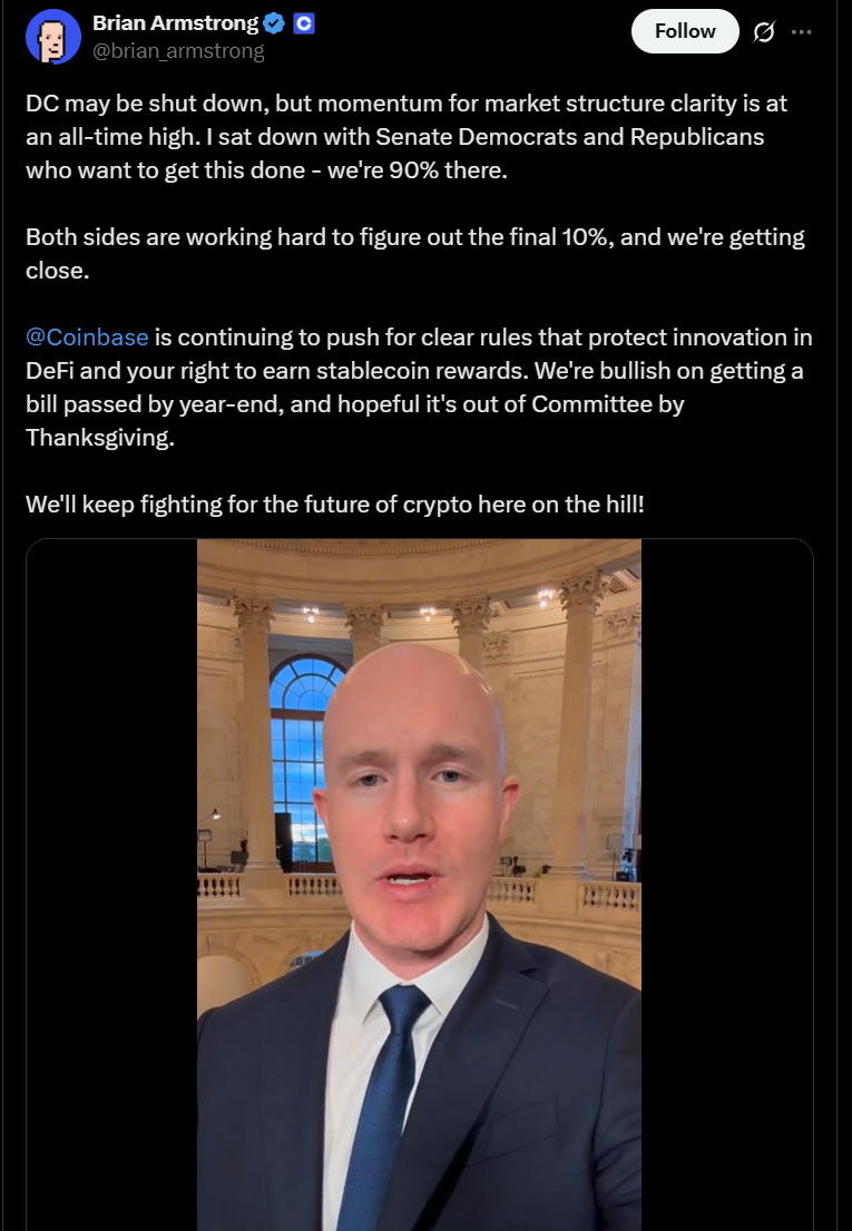 Brian Armstrong discussing crypto legislation