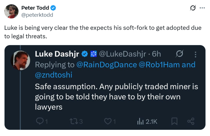 Bitcoin Soft Fork Proposal Ignites Debate on Legal Implications for Rejection 2 019a23e8 a7cd 7e6a 97b7 61300f67322d