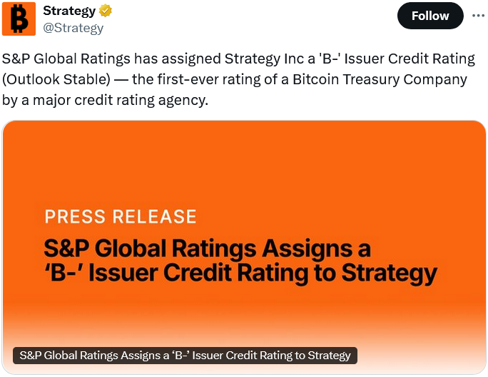 S&P Gives MicroStrategy B- Rating Amid Bitcoin Concentration Risks 1 019a2815 0303 74f4 ad4c 95be0055f857