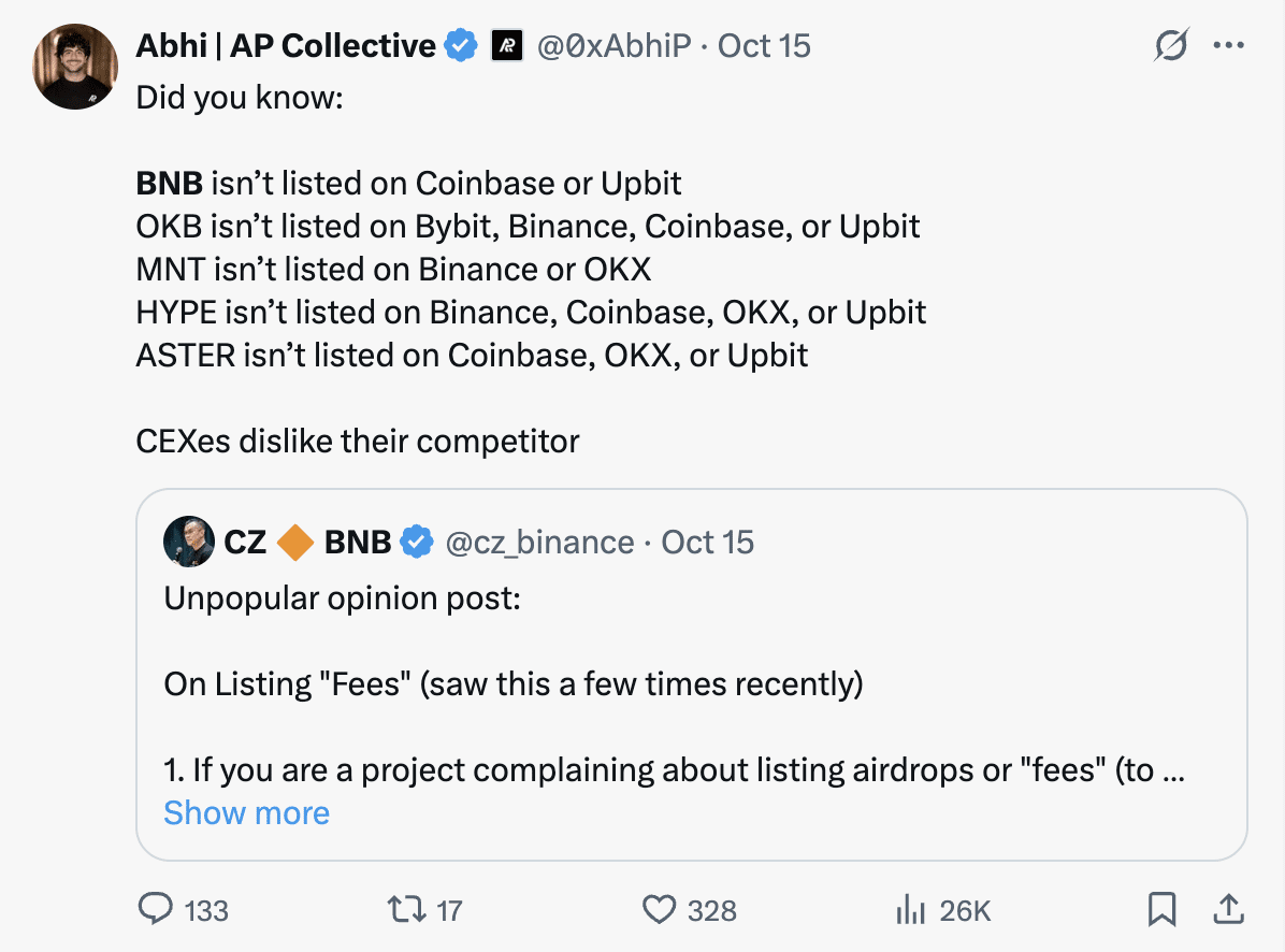 Robinhood Lists BNB, Coinbase Eyes Support as Token Holds Steady Near $1,072 3 Accusations of exchanges not listing rival assets