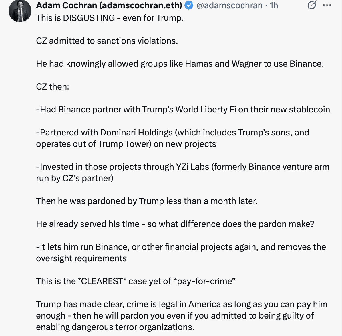 Trump's CZ Pardon Ignites Crypto Controversy as BNB Surges Over 4% 1 Trump accused after Binance founder pardon