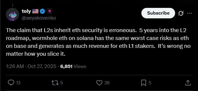 Ethereum L2 Güvenliği Tartışılıyor: Buterin Güven İfade Ediyor, Yakovenko Riskleri Vurguluyor 2 solana