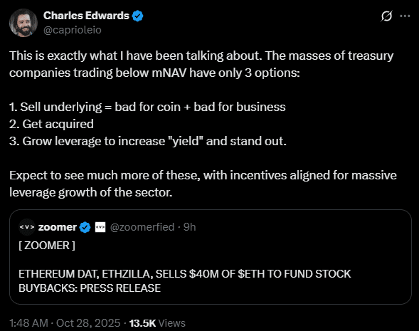 ETHZilla's $40M ETH Sale for Buybacks Could Pressure Ethereum Price if Trend Spreads 2 Ethereum
