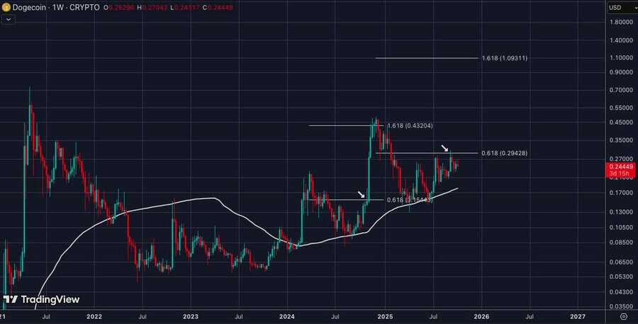Dogecoin's Third Cycle Shows 800% Gain, Could Target $1 If It Clears $0.29 Resistance 1 image 9