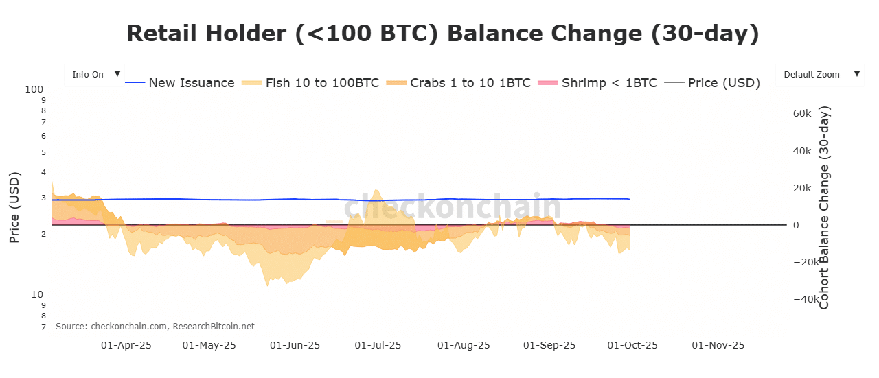 ビットコイン個人投資家残高変化