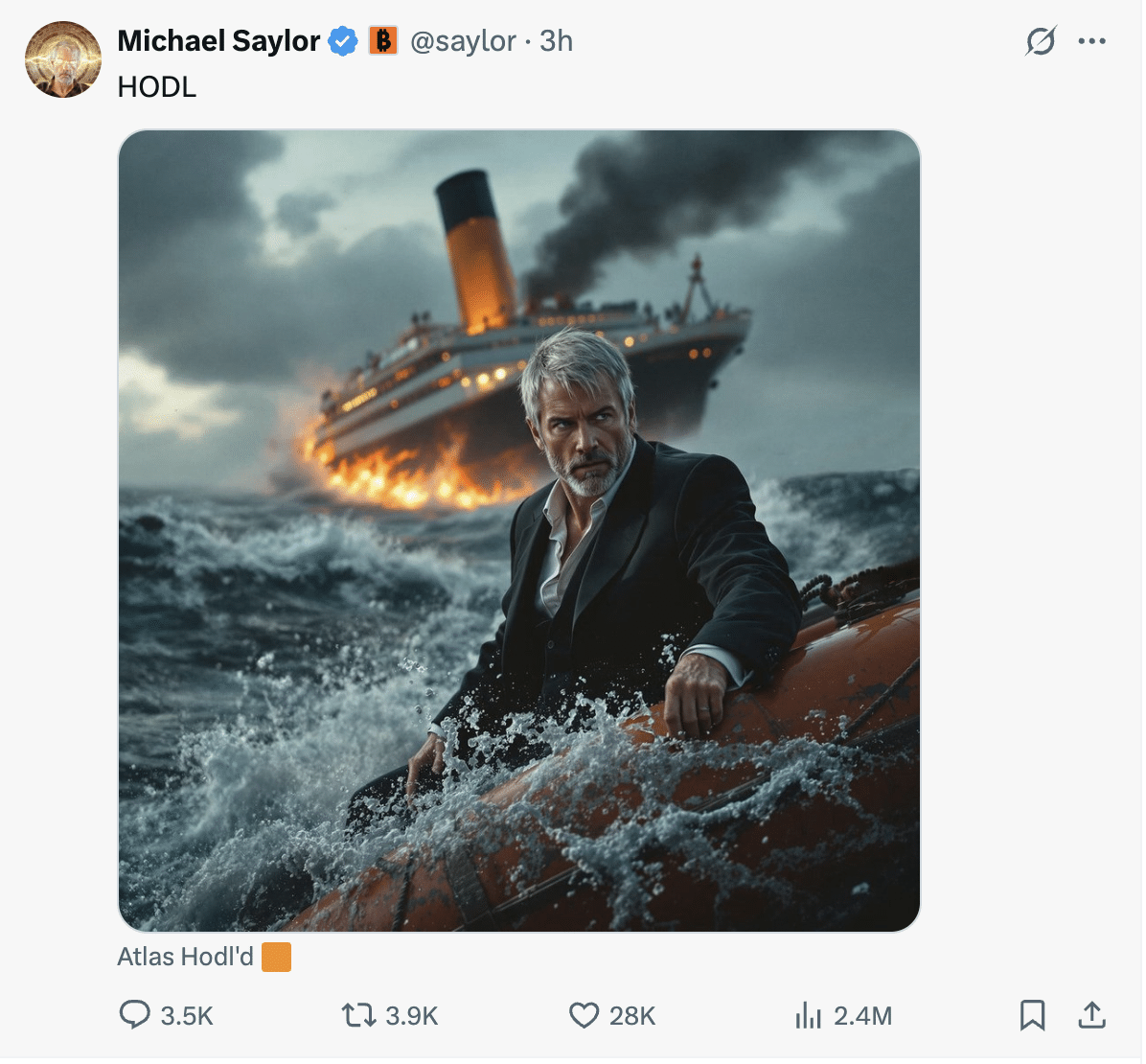 Saylor's post after BTC sell-off rumors